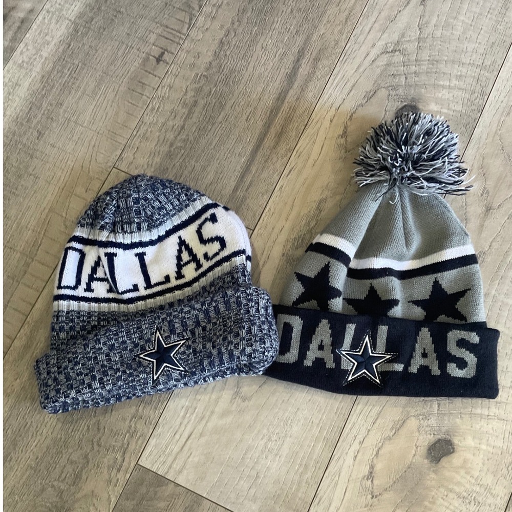 Dallas Cowboys Knit Beanie Hat Bundle Marled Blue Gray Navy‎ 2 Pack. Unbranded